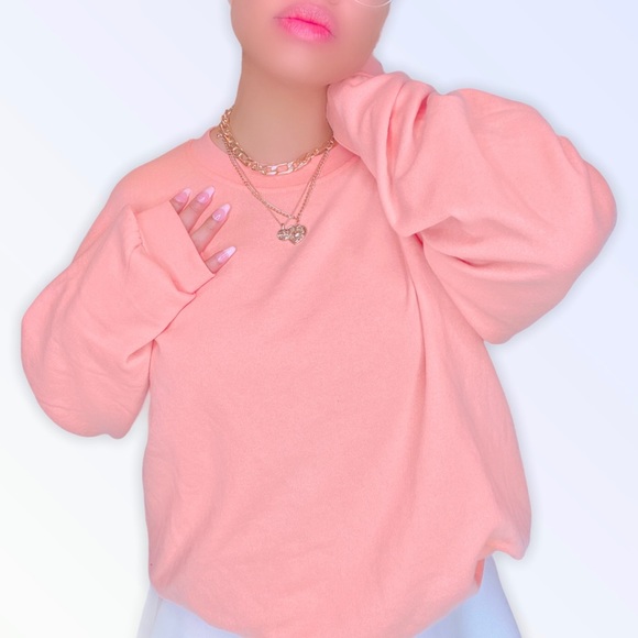 *SOLD* CORAL PEACH PULLOVER SWEATSHIRT SWEATER - Picture 5 of 6